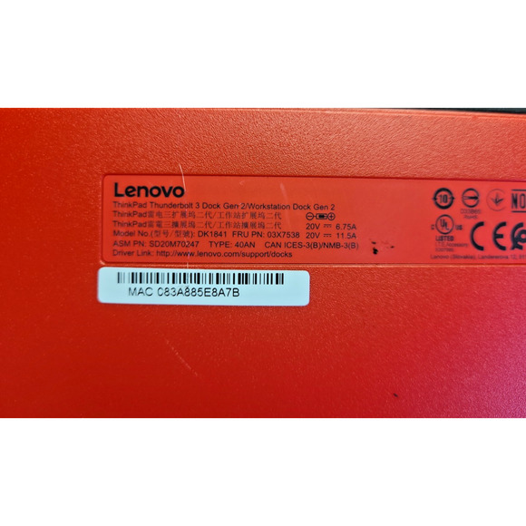 Lenovo USB-C Docking Station for ThinkPad Gen 2 Laptops No Power Chord - Picture 4 of 5